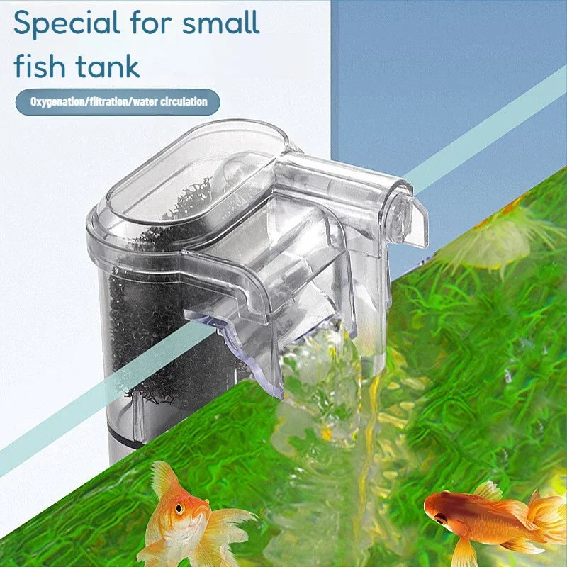 Hanging Aquarium Waterfall Filter — USB Mini Pump for Small Fish Tank Cleaning
