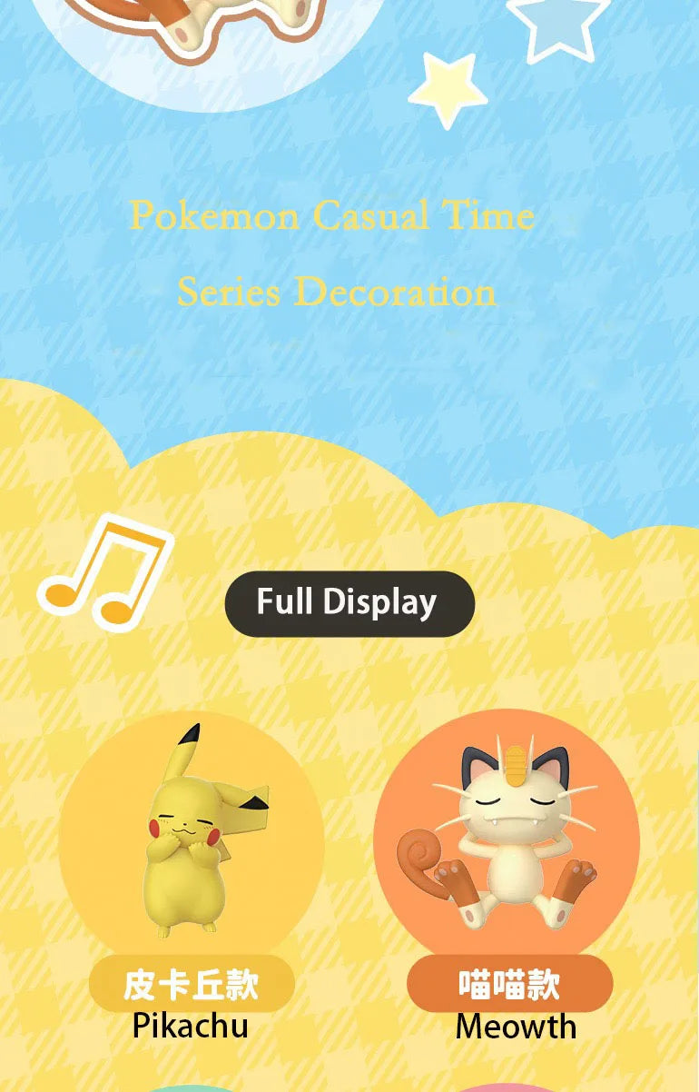 Pokemon Casual Time Figures — Pikachu, Munchlax, Slowpoke, Rowlet & Charmander Sleeping Kawaii Toys (6 Styles)