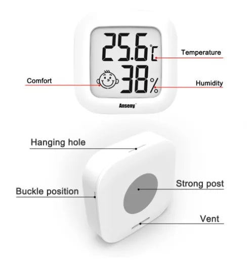 Digital Terrarium Thermometer & Hygrometer — LCD Temperature Humidity Meter for Reptile Tanks