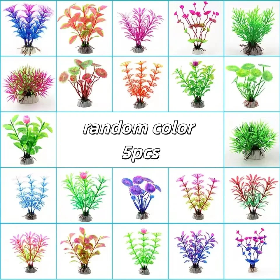 Plastic Aquarium Plants — Artificial Aquatic Flowers & Simulation Plant Decorations for Fish Tank