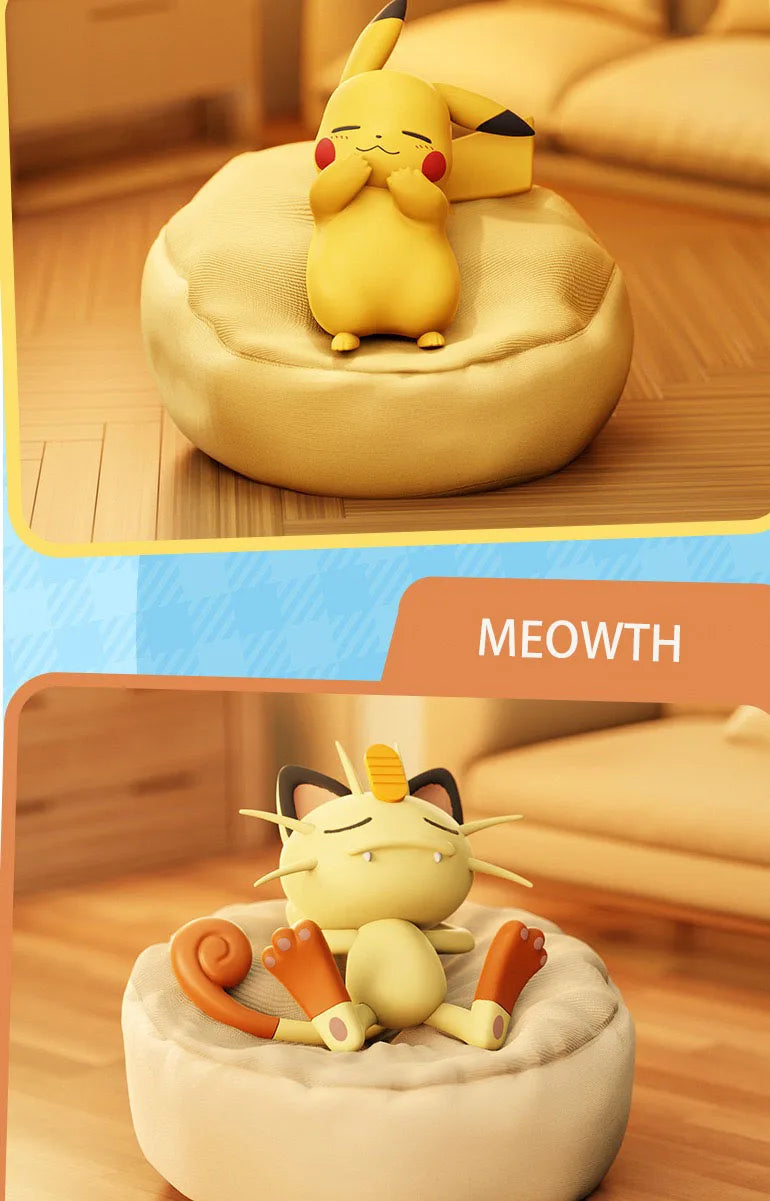 Pokemon Casual Time Figures — Pikachu, Munchlax, Slowpoke, Rowlet & Charmander Sleeping Kawaii Toys (6 Styles)