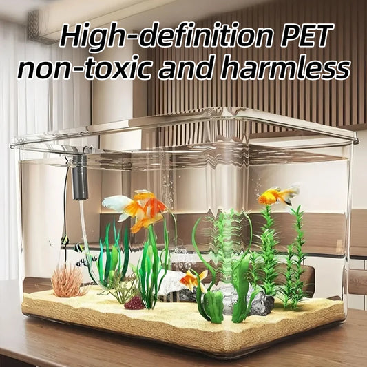 Transparent Desktop Aquarium Fish Tank — Creative Rectangular Tank for Home & Office Decor