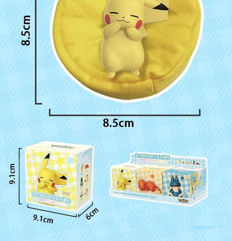 Pokemon Casual Time Figures — Pikachu, Munchlax, Slowpoke, Rowlet & Charmander Sleeping Kawaii Toys (6 Styles)