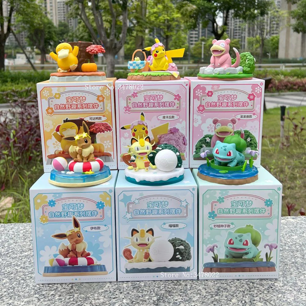 Original Pokemon Natural Fun Figures — Psyduck, Pikachu, Eevee, Meowth & Bulbasaur PVC Kawaii Dolls