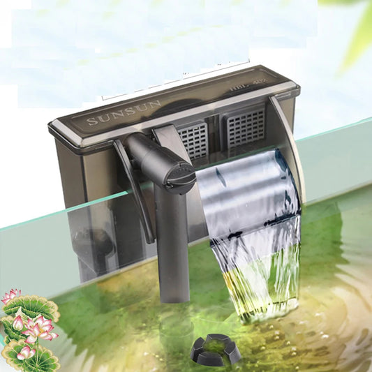 Wall-Mounted Waterfall Filter for Fish Tank — 3-in-1 Aquarium Oxygen Pump (HBL-301/302/303)