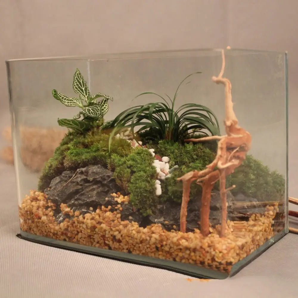 Tree Trunk Micro Landscape Ornament — Reptile Cylinder Driftwood for Fish Tank & Aquarium