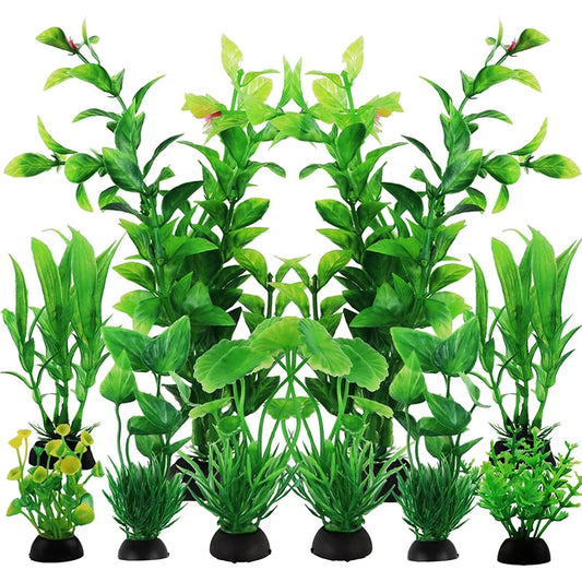 Artificial Aquarium Grass Plants — Green Plastic Simulation Water Grass for Fish Tank (10pcs)