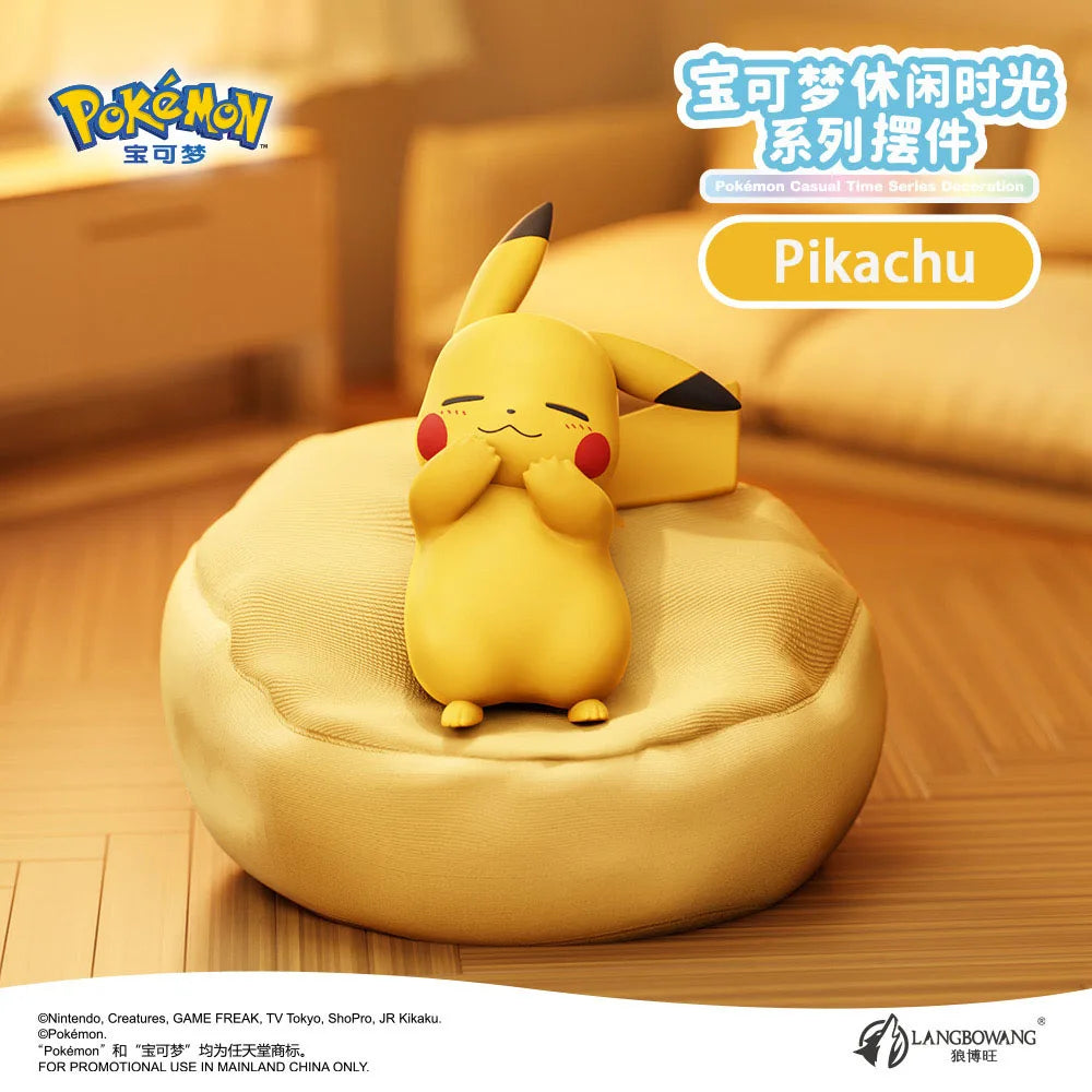 Pokemon Casual Time Figures — Pikachu, Munchlax, Slowpoke, Rowlet & Charmander Sleeping Kawaii Toys (6 Styles)