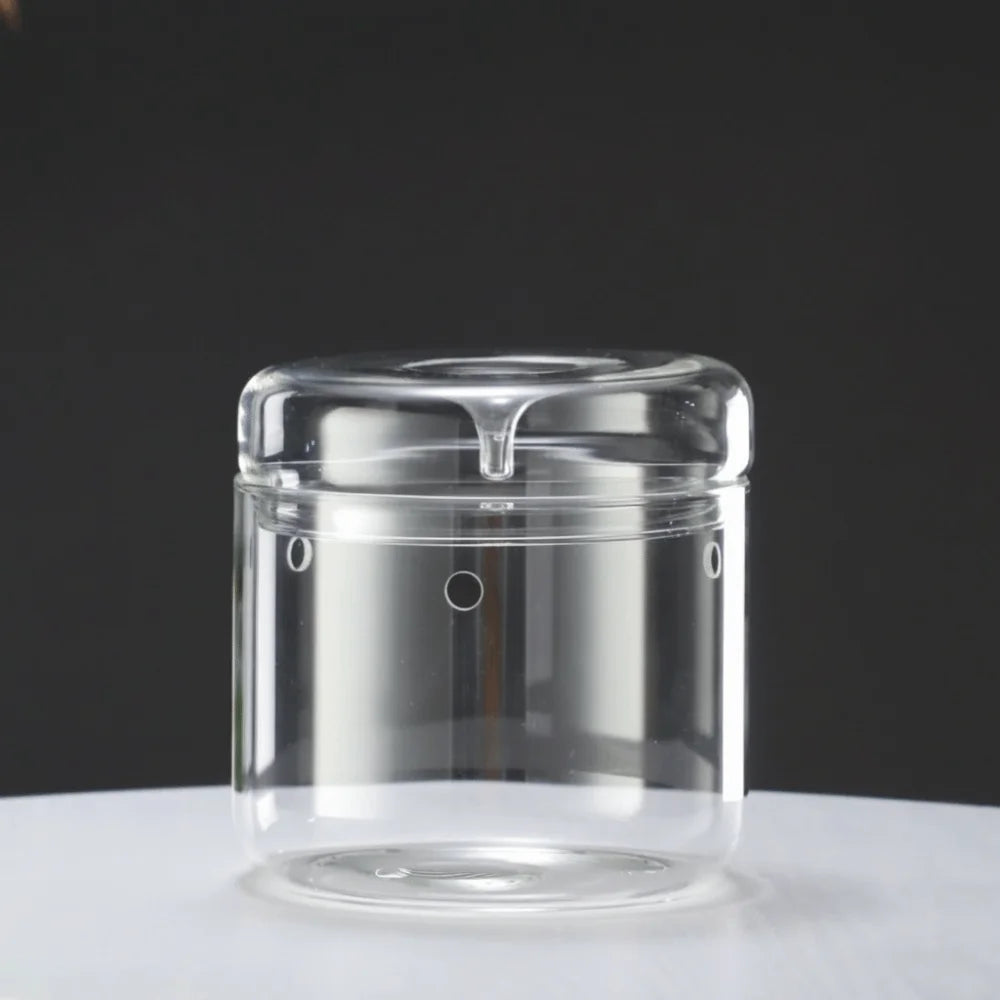 Transparent Glass Terrarium Cylinder — Perforated Cover Succulent & Moss Viewing Bottle Bonsai Display