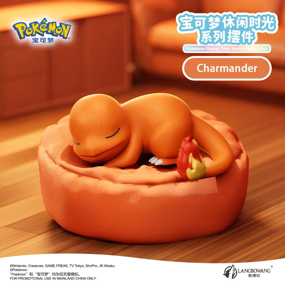 Pokemon Casual Time Figures — Pikachu, Munchlax, Slowpoke, Rowlet & Charmander Sleeping Kawaii Toys (6 Styles)