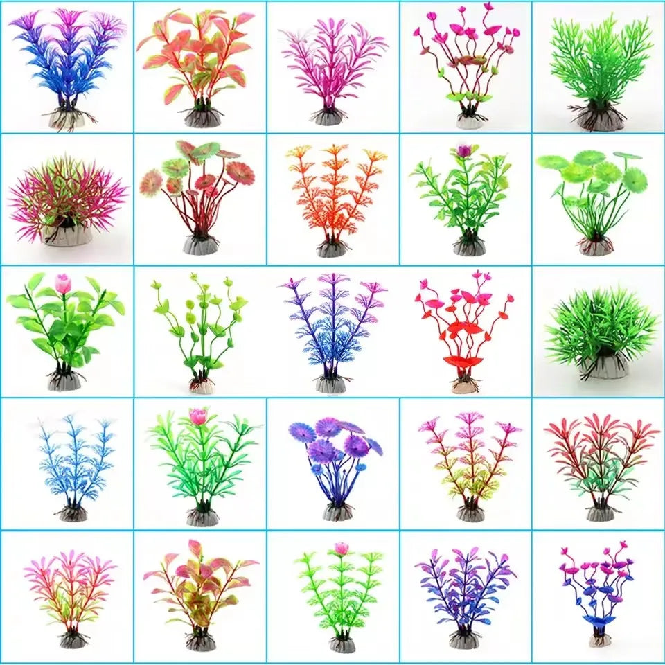 Plastic Aquarium Plants — Artificial Aquatic Flowers & Simulation Plant Decorations for Fish Tank