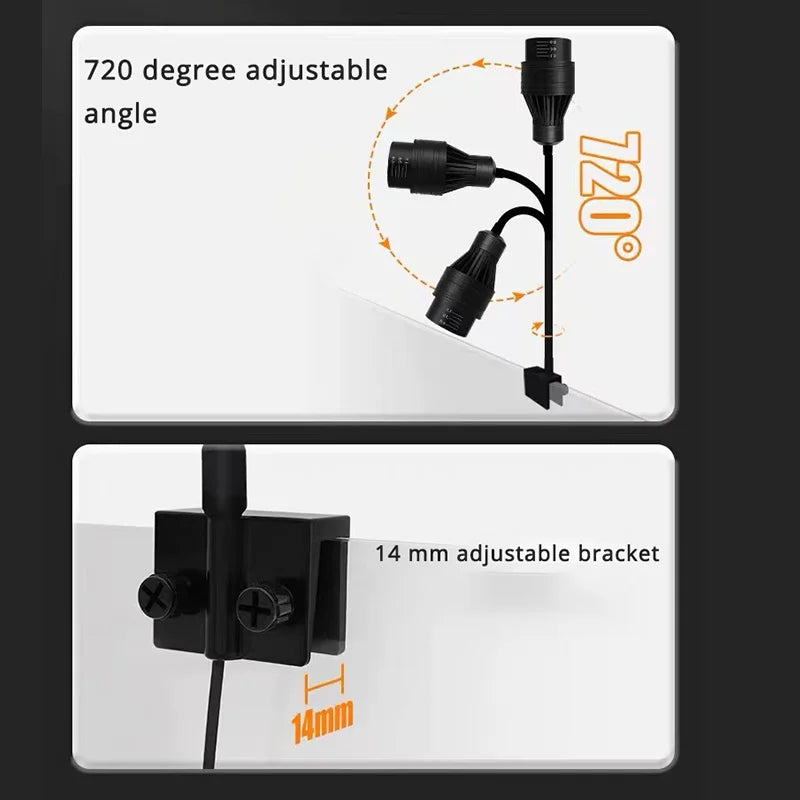 Aquarium Spotlight LED — Adjustable Focus Plant Grow Light for Glass Terrarium