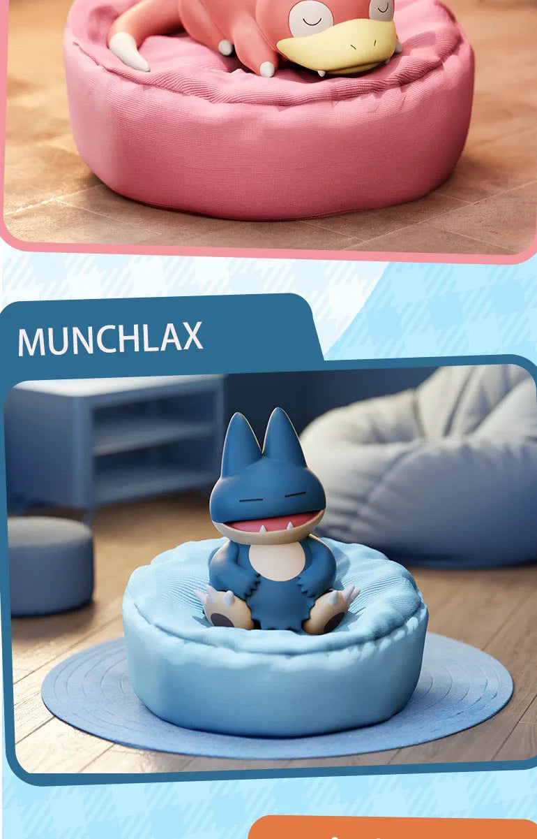 Pokemon Casual Time Figures — Pikachu, Munchlax, Slowpoke, Rowlet & Charmander Sleeping Kawaii Toys (6 Styles)