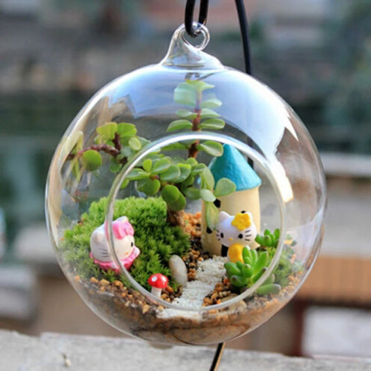 Clear Borosilicate Glass Hanging Ball Vase — Succulent Planter Terrarium for Home & Wedding Decor (8cm)