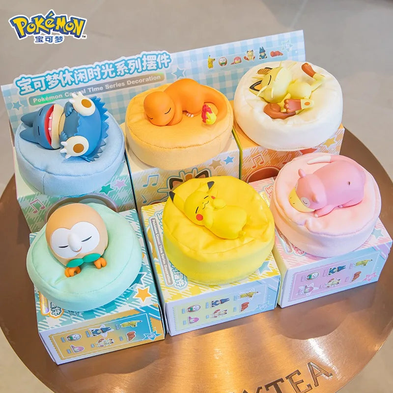 Pokemon Casual Time Figures — Pikachu, Munchlax, Slowpoke, Rowlet & Charmander Sleeping Kawaii Toys (6 Styles)