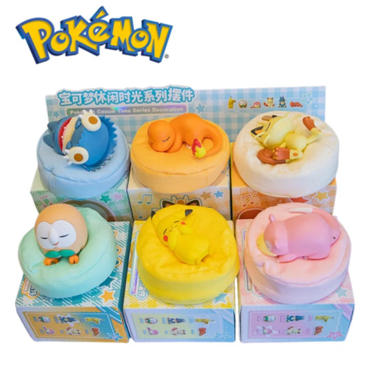 Pokemon Sleeping Figures — Pikachu, Meowth, Rowlet & Charmander Starry Dream Series (6 Styles)