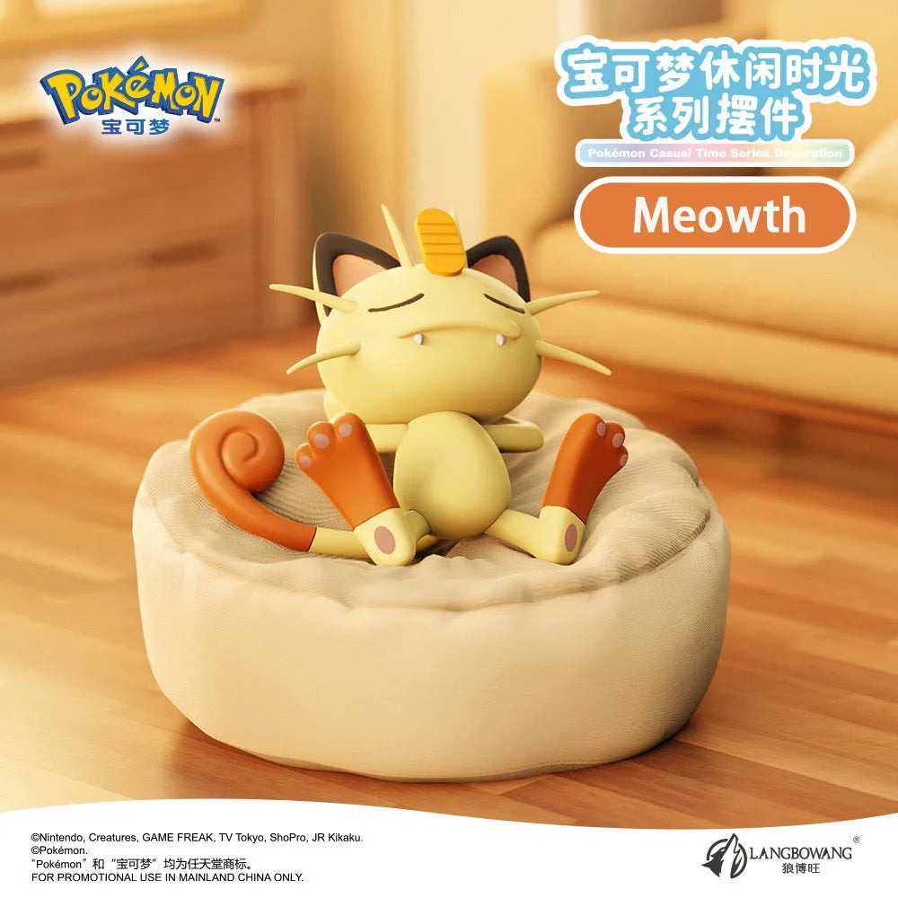 Pokemon Casual Time Figures — Pikachu, Munchlax, Slowpoke, Rowlet & Charmander Sleeping Kawaii Toys (6 Styles)