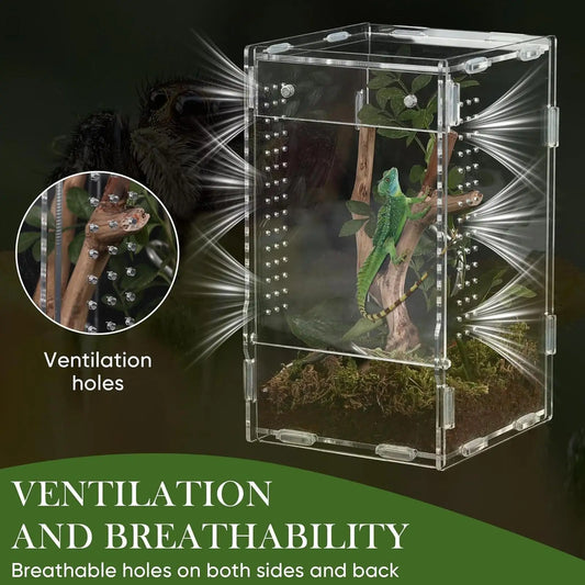 Acrylic Reptile Habitat Breeding Box — Nano Arboreal Enclosure for Spider, Scorpion & Bearded Dragon (v3)