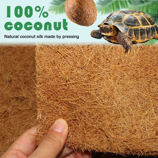 Natural Coconut Fiber Reptile Carpet — Terrarium Bedding Mat for Tortoises & Lizards (4 Pack)