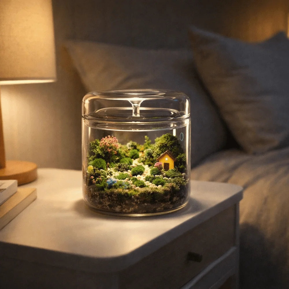 Transparent Glass Terrarium Cylinder — Perforated Cover Succulent & Moss Viewing Bottle Bonsai Display
