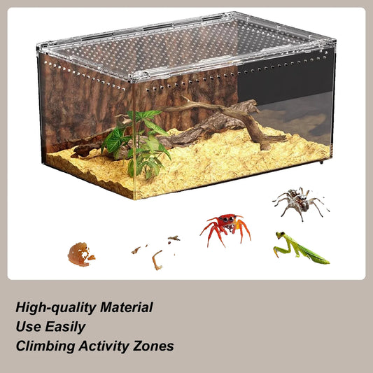 Spider & Snake Enclosure Terrarium — Transparent Reptile Tank for Gecko, Frog, Chameleon & Bearded Dragon