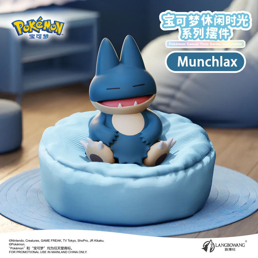 Pokemon Casual Time Figures — Pikachu, Munchlax, Slowpoke, Rowlet & Charmander Sleeping Kawaii Toys (6 Styles)