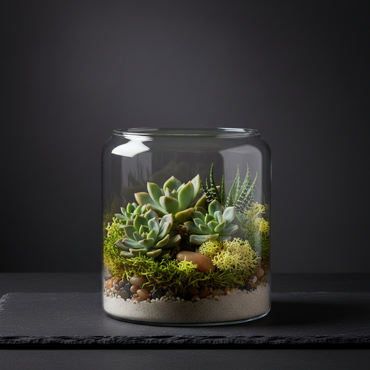 Transparent Glass Terrarium Cylinder — Perforated Cover Succulent & Moss Viewing Bottle Bonsai Display
